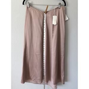 NWT Vince Midi Skirt Pink High Rise Zip Viscose Size 8 A-Line Romantic